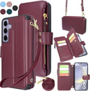 Samsung Galaxy S24 5G Case Wallet Cash Coin Zipper Pocket Long Shoulder