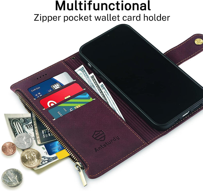 Samsung Galaxy S24+ Plus Wallet Case Card Holder Credit Card Slots Wine Red - Gorilla Cases