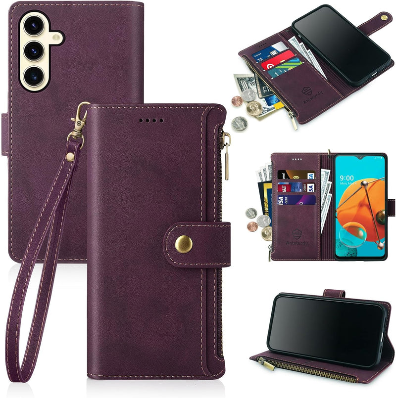 Samsung Galaxy S24+ Plus Wallet Case Card Holder Credit Card Slots Wine Red - Gorilla Cases