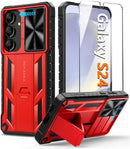 Samsung - Galaxy S24 Protective Phone Cover Kickstand & Slide Rugged Phone case