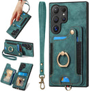 Samsung Galaxy S24 Ring Stand RFID - Blocking Wrist Strap Protective Flip Cases