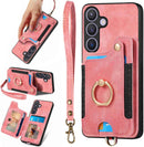 Samsung Galaxy S24 Ring Stand RFID - Blocking Wrist Strap Protective Flip Cases