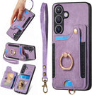 Samsung Galaxy S24 Ring Stand RFID - Blocking Wrist Strap Protective Flip Cases