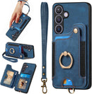 Samsung Galaxy S24 Ring Stand RFID - Blocking Wrist Strap Protective Flip Cases