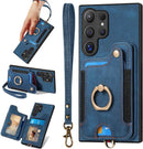 Samsung Galaxy S24 Ring Stand RFID - Blocking Wrist Strap Protective Flip Cases