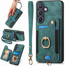 Samsung Galaxy S24 Ring Stand RFID - Blocking Wrist Strap Protective Flip Cases