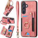 Samsung Galaxy S24 Ring Stand RFID - Blocking Wrist Strap Protective Flip Cases