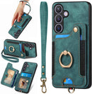 Samsung Galaxy S24 Ring Stand RFID - Blocking Wrist Strap Protective Flip Cases