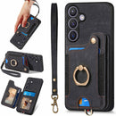 Samsung Galaxy S24 Ring Stand RFID - Blocking Wrist Strap Protective Flip Cases