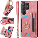 Samsung Galaxy S24 Ring Stand RFID - Blocking Wrist Strap Protective Flip Cases