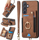 Samsung Galaxy S24 Ring Stand RFID - Blocking Wrist Strap Protective Flip Cases