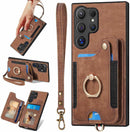 Samsung Galaxy S24 Ring Stand RFID - Blocking Wrist Strap Protective Flip Cases