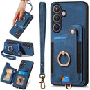 Samsung Galaxy S24 Ring Stand RFID - Blocking Wrist Strap Protective Flip Cases