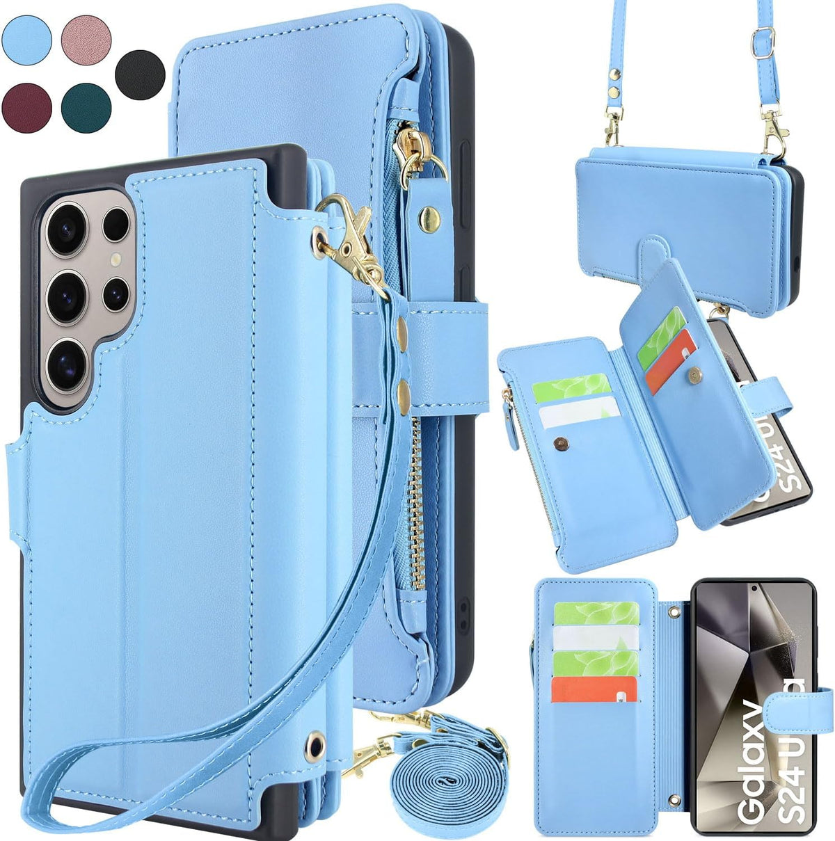 s24 ultra card holder sleeve case Galaxy S24 Ultra Crossbody Wallet Case — Shoulder Strap