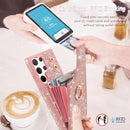 Samsung Galaxy S24 Ultra Wallet Glitter 5 Card Holder 360°Rotation Ring Stand Shockproof Cover