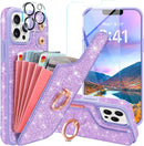 Samsung Galaxy S24 Ultra Wallet Glitter 5 Card Holder 360°Rotation Ring Stand Shockproof Cover