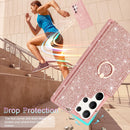 Samsung Galaxy S24 Ultra Wallet Glitter 5 Card Holder 360°Rotation Ring Stand Shockproof Cover