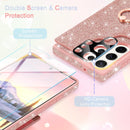 Samsung Galaxy S24 Ultra Wallet Glitter 5 Card Holder 360°Rotation Ring Stand Shockproof Cover