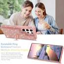Samsung Galaxy S24 Ultra Wallet Glitter 5 Card Holder 360°Rotation Ring Stand Shockproof Cover