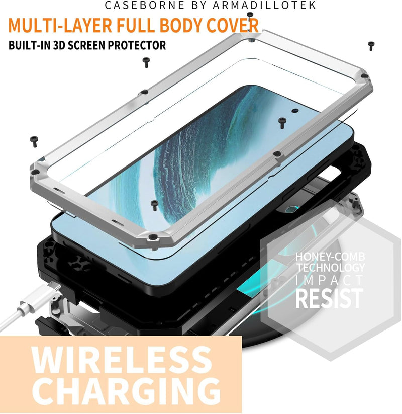 Samsung Galaxy S25 Plus Aluminum Metal Gorilla Glass Shockproof Protector Hard Case - Gorilla Cases