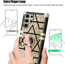 Samsung Galaxy S25 Plus Elegant Metal Corners & Ring Kickstand Case