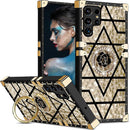 Samsung Galaxy S25 Plus Elegant Metal Corners & Ring Kickstand Case