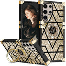 Samsung Galaxy S25 Plus Elegant Metal Corners & Ring Kickstand Case