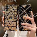 Samsung Galaxy S25 Plus Elegant Metal Corners & Ring Kickstand Case