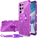 Glitter case for Samsung Galaxy S25 Ultra shockproof rotating ring kickstand bling wireless charging cover