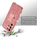 Glitter case for Samsung Galaxy S25 Ultra shockproof rotating ring kickstand bling wireless charging cover