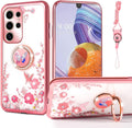 Glitter case for Samsung Galaxy S25 Ultra shockproof rotating ring kickstand bling wireless charging cover