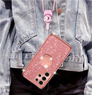 Glitter case for Samsung Galaxy S25 Ultra shockproof rotating ring kickstand bling wireless charging cover
