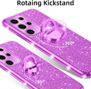 Glitter case for Samsung Galaxy S25 Ultra shockproof rotating ring kickstand bling wireless charging cover