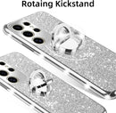 Glitter case for Samsung Galaxy S25 Ultra shockproof rotating ring kickstand bling wireless charging cover