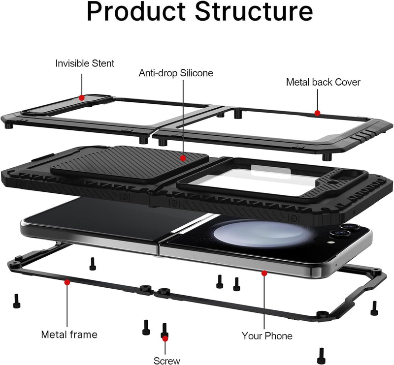 Samsung Galaxy Z Flip 5 Case Rugged Heavy Duty Metal Protective Cover Case - Gorilla Cases