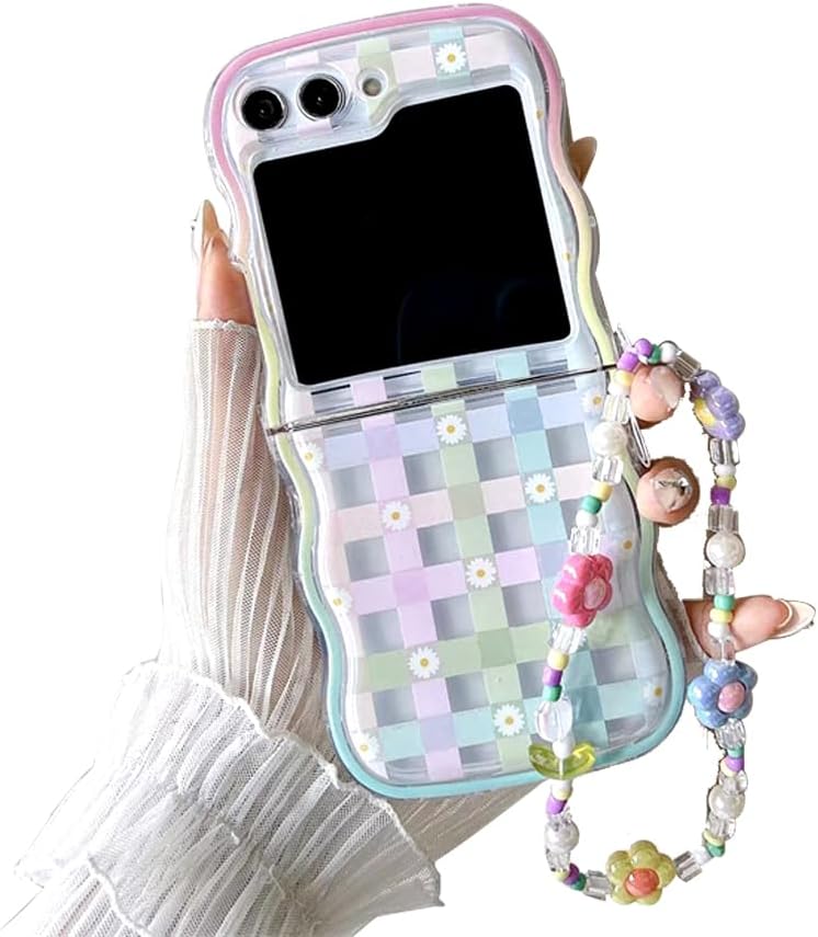 Samsung Galaxy Z Flip 5 Checker and Flower Print, Cute Woman Case - Gorilla Cases