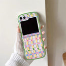 Samsung Galaxy Z Flip 5 Checker and Flower Print, Cute Woman Case