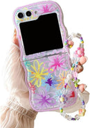 Samsung Galaxy Z Flip 5 Checker and Flower Print, Cute Woman Case