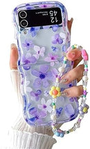 Samsung Galaxy Z Flip 5 Checker and Flower Print, Cute Woman Case