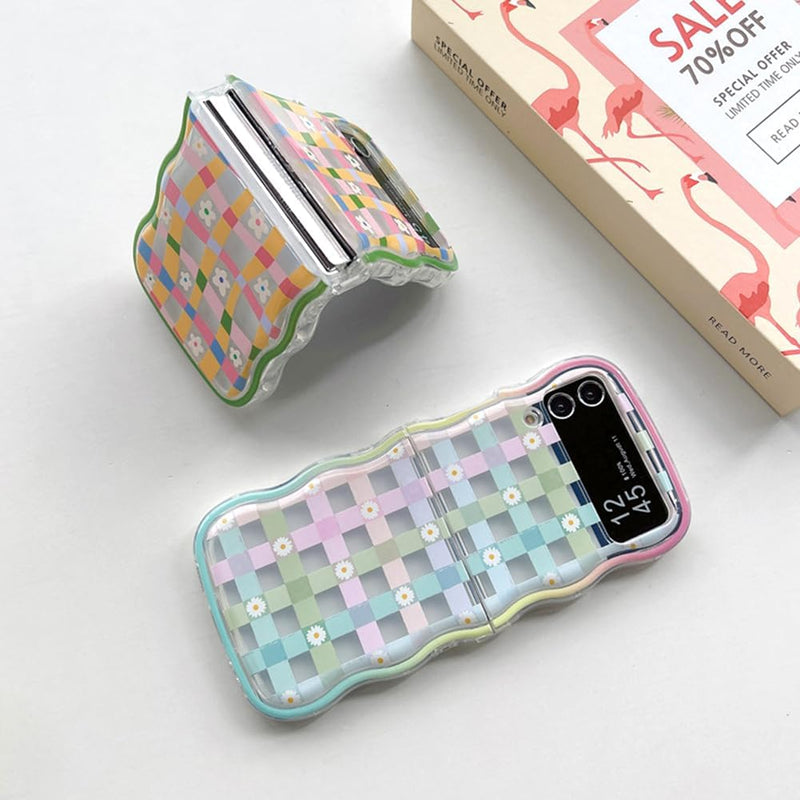 Samsung Galaxy Z Flip 5 Checker and Flower Print, Cute Woman Case - Gorilla Cases