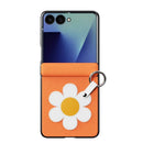 Samsung Galaxy Z Flip8 Floral Leather Case with Ring Holder & Strap