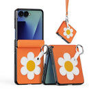 Samsung Galaxy Z Flip8 Floral Leather Case with Ring Holder & Strap