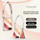Samsung Galaxy Z Flip8 Leather Case with Wrist Strap & Hinge Protection
