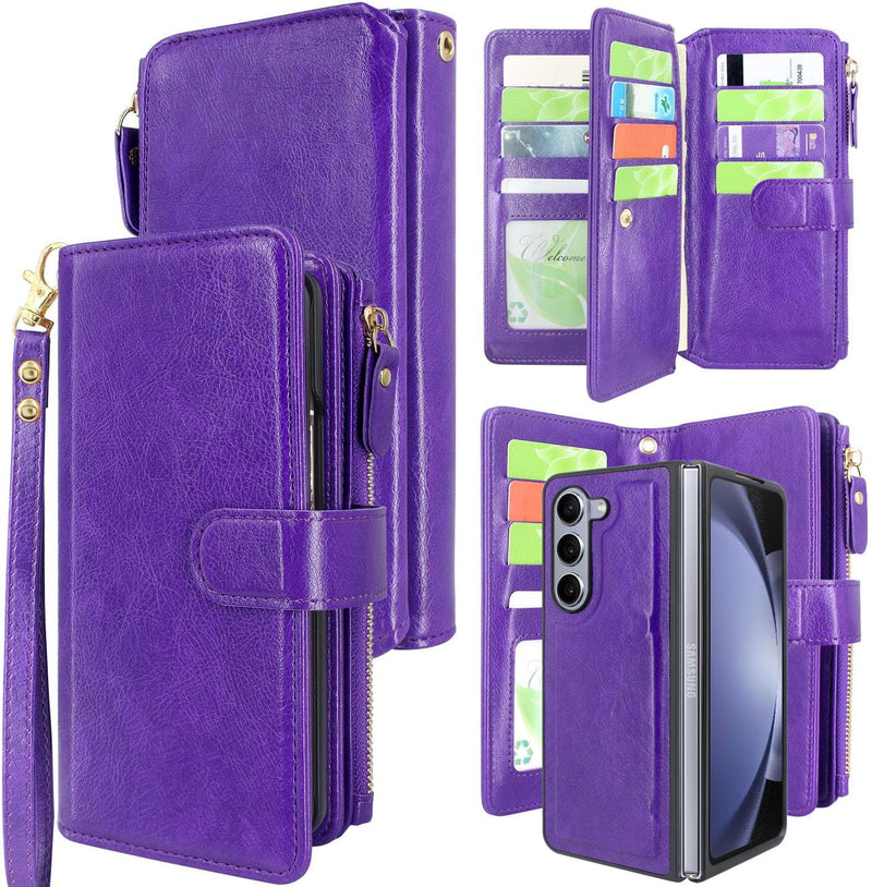 Samsung Galaxy Z Fold 5 5G Z Fold 5 Cash Coin Zipper Pocket 12 Card Slots Holder - Gorilla Cases