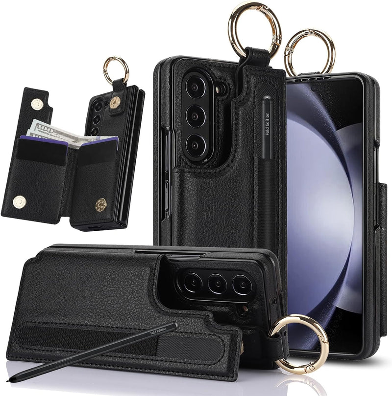 Samsung Galaxy Z Fold 5 Wallet Case Ring and Credit Card Holder Protective Cover - Gorilla Cases