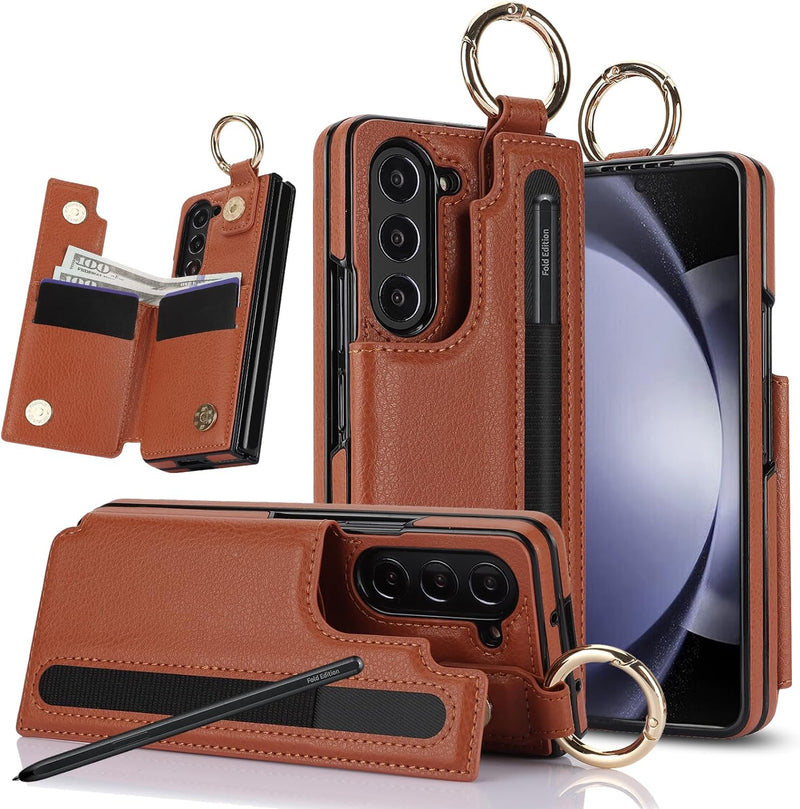 Samsung Galaxy Z Fold 5 Wallet Case Ring and Credit Card Holder Protective Cover - Gorilla Cases