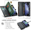 Samsung Galaxy Z Fold 5 Wallet S Pen Holder PU Leather Strap Wristlet Flip Magnetic Closure Card Holder