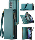 Samsung Galaxy Z Fold 5 Wallet S Pen Holder PU Leather Strap Wristlet Flip Magnetic Closure Card Holder
