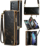 Samsung Galaxy Z Fold 5 Wallet S Pen Holder PU Leather Strap Wristlet Flip Magnetic Closure Card Holder