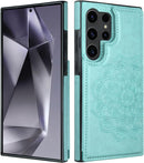 Samsung S24 Ultra Case Card Holder Flower Magnetic Back Flip Case